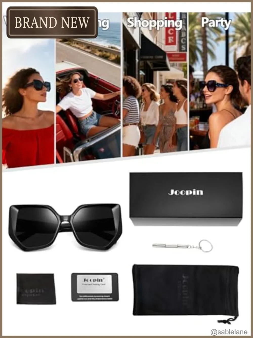 Oversized Hexagon Sunglasses Women Polarized UV400 Protection TR90 Acetate